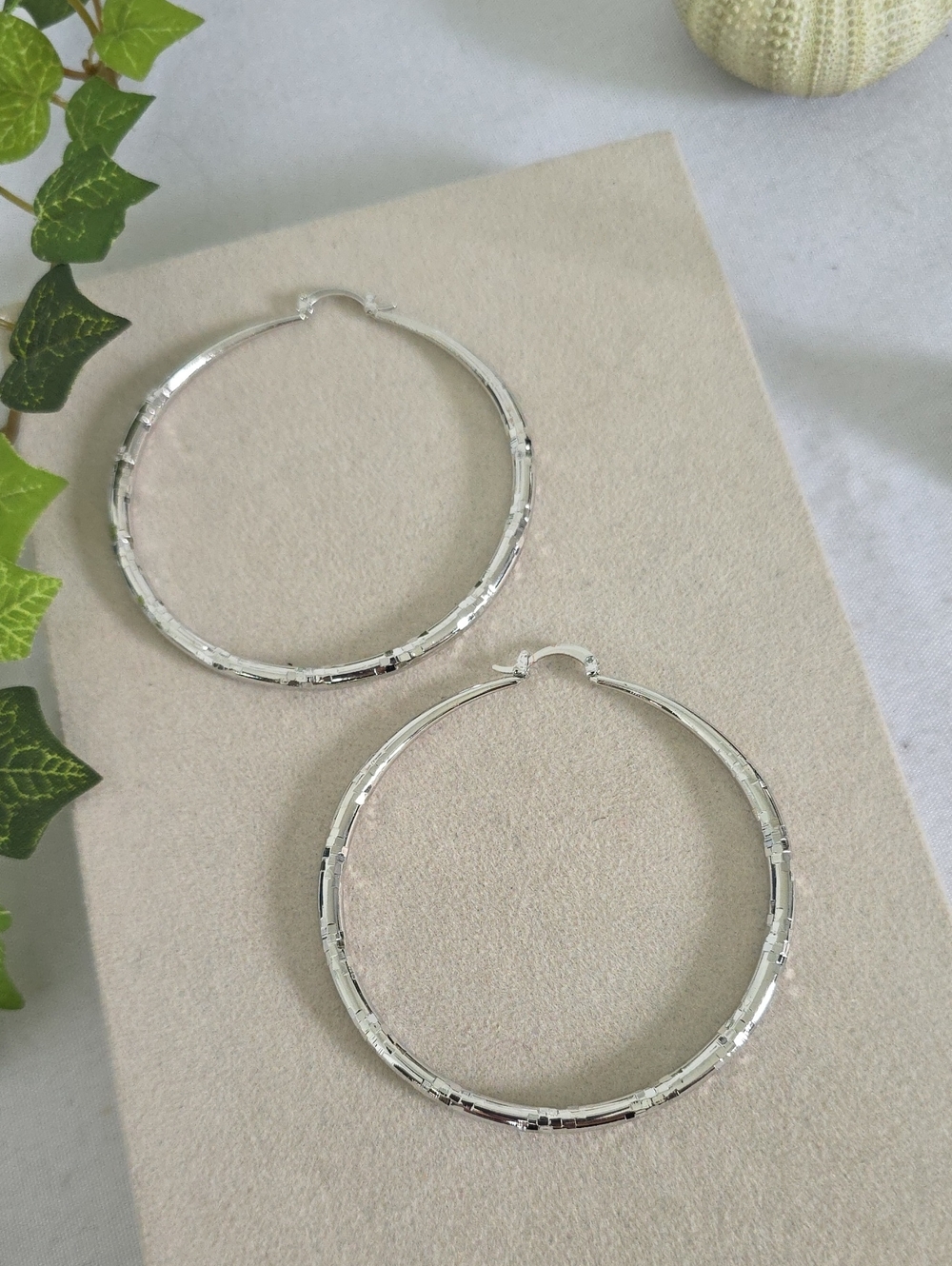 White Gold Filled Large 2 3/4" Hoop Earrings